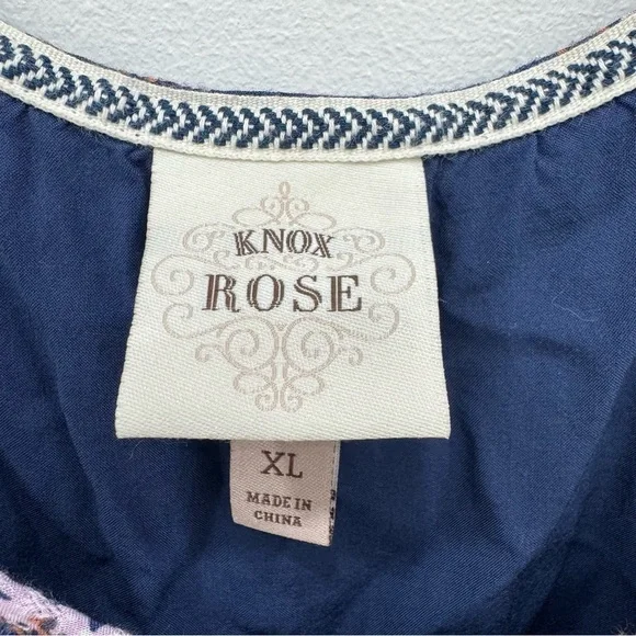 Knox Rose Size XL Lavender Navy Floral Scoop Neck Dress - Picture 9 of 9